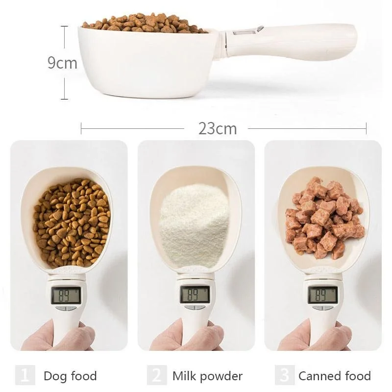 

Cat dog food weighing spoon Cereal dispenser Grain shovel scale Quantitative litter Pet Electronic measuring