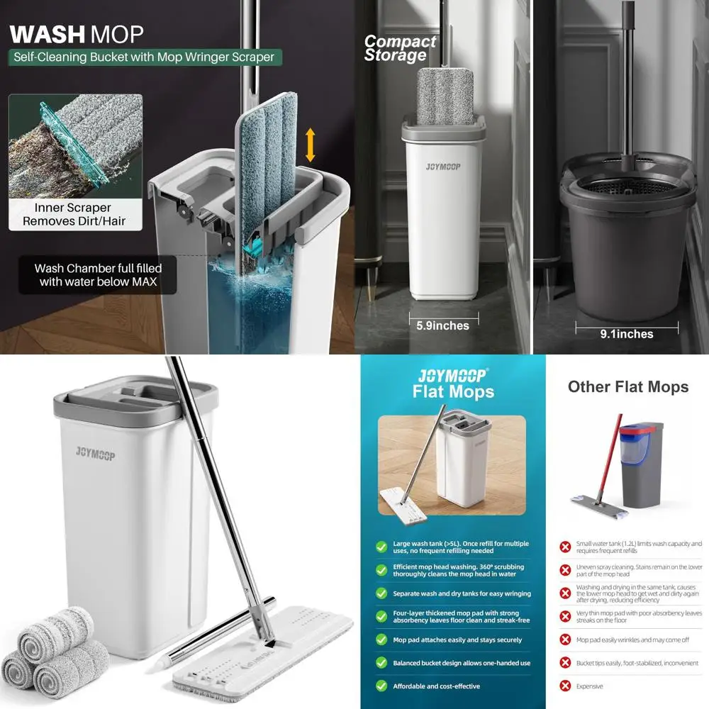 

Набор для уборки: швабра из микрофибры с ведром и отжимом, длина 60 см, многоразовые насадки, система для влажной и сухой уборки пола