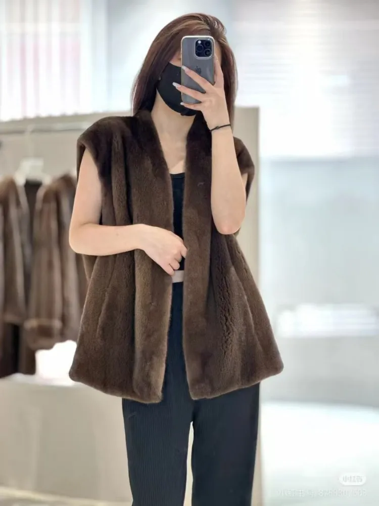 gilet gilet girocollo senza maniche in pelliccia sintetica ampia gilet caldo autunno e inverno da donna