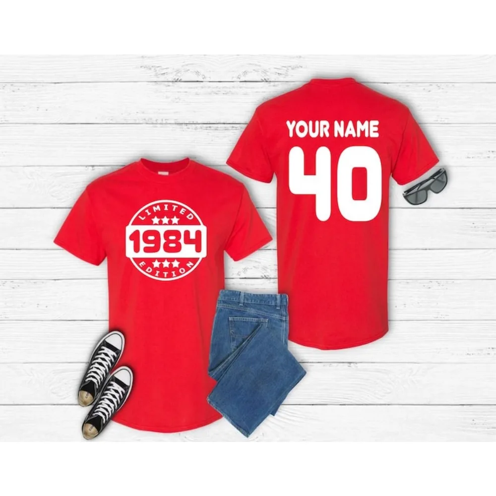 Personalised 1984 Limited Edition T-Shirt 40th Birthday Tshirt Custom Name Number 40 Celebration Gift Men Women  Youth Top