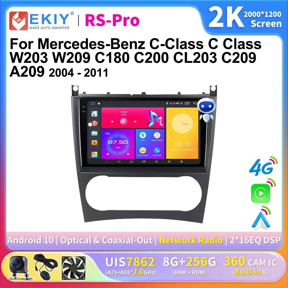 

EKIY 2K Screen Android Car Radio For Mercedes Benz C-Class C Class W203 W209 C180 C200 CL203 C209 A209 2004-2011 Multimedia GPS