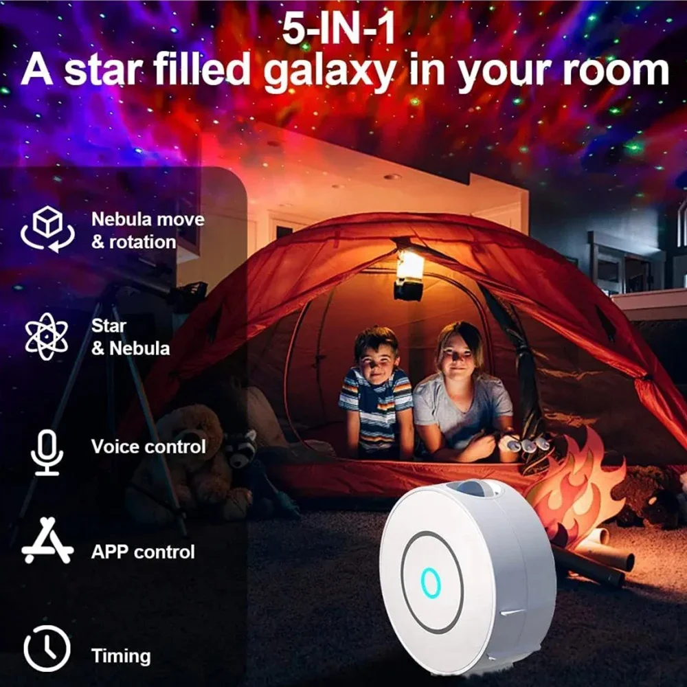 Tuya WiFi Smart Aurora Galaxy Star Projector Night Light Galaxy Projector Light APP Work Google Home Starry Sky LED Night Light