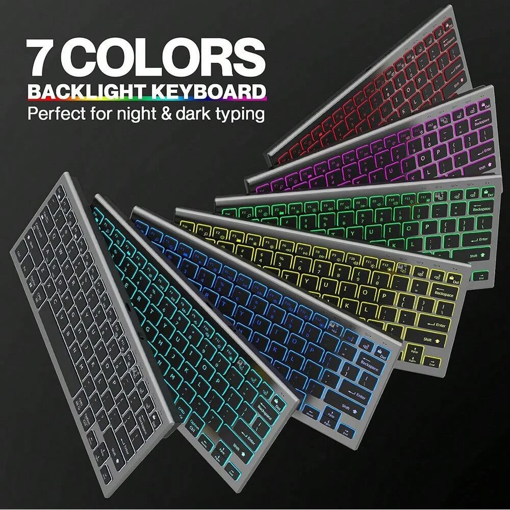 Rechargeable Bluetooth&2.4G Wireless Keyboard Mouse Combo,Portable 81 Key Wireless Backlit Keyboard