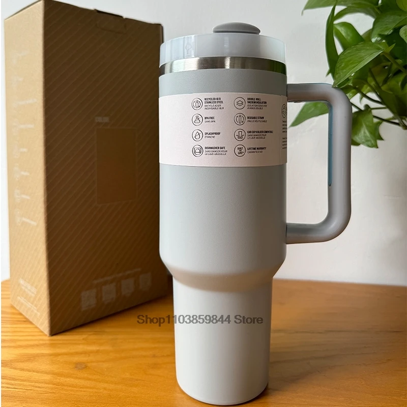 SL 40 oz Tumbler with Handle Lid Straw Stainless Steel Vacuum Insulated Quengher H2.0 Thermos Cup Silicone Boot for  s