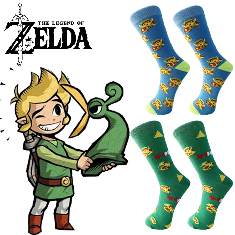 

Zelda Tears of The Kingdom Anime Socks Cosplay Men Cartoon Hip Hop Print Adult Cotton Long Casual Sock Clothing Sock Xmas Gift