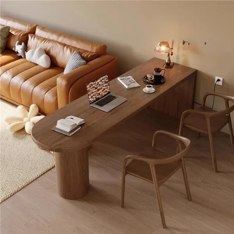 All solid wood living room dining table long workbench household student children reading study table double computer table