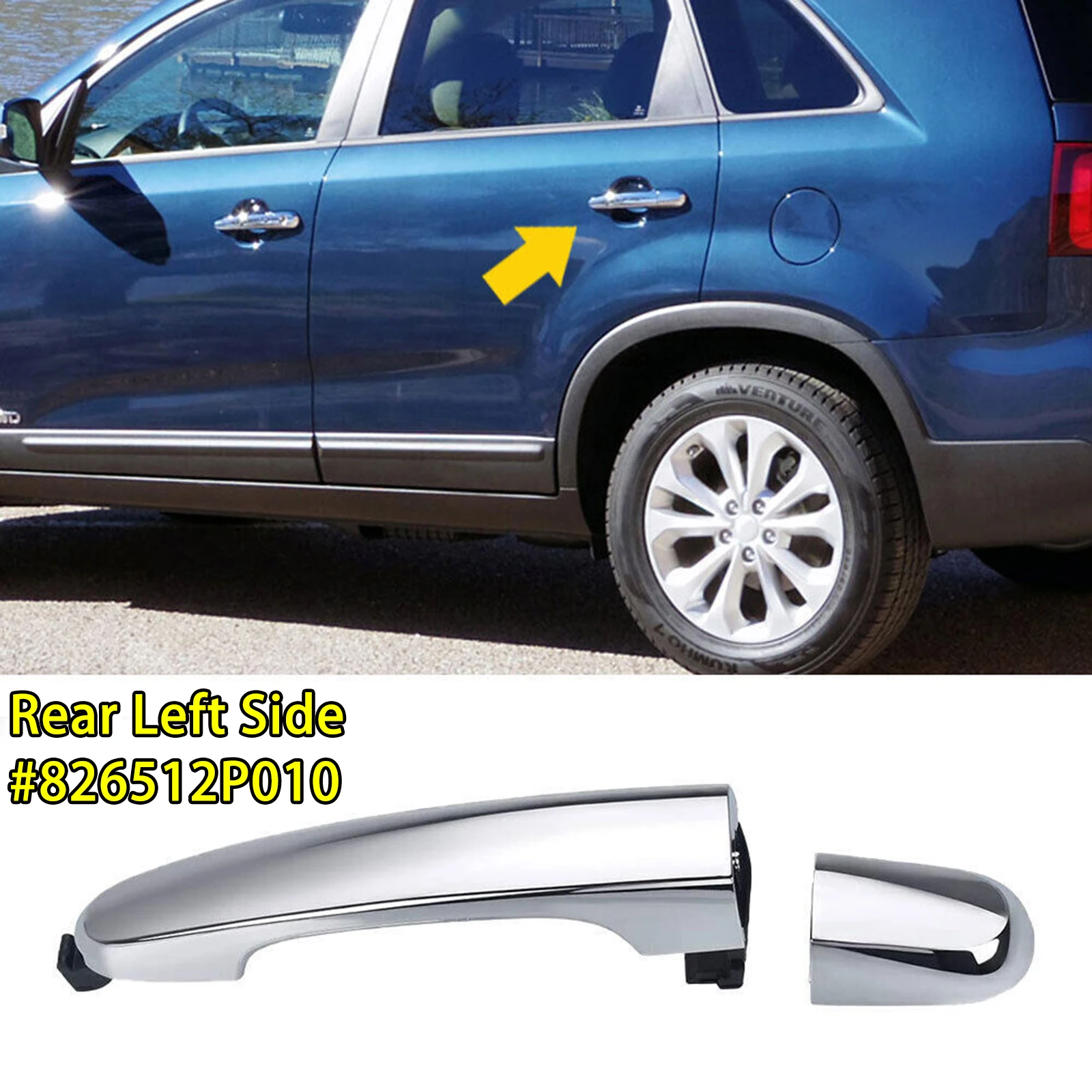 Car Outside Silver Chrome Door Handle Rear Left For Kia Sorento 2011 2012 2013 2014 2015 826512P010 Car Replacement Accessories