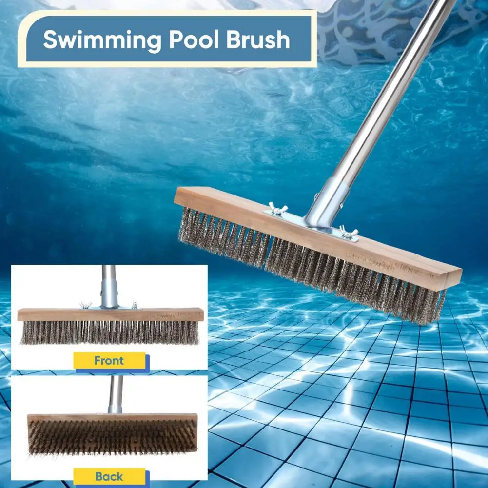 Stiff Bristle Deck Brush Sturdy Wooden Handle Deck Brush for Efficient Floor Comfortable Grip Stiff Bristles Wide for Scrubbing