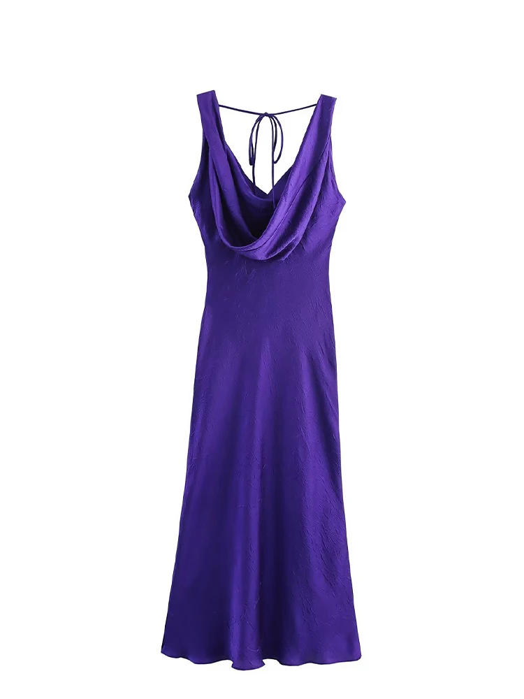 

HH Women's Autumn New Fashion Sexy Backless Underwear Midi Sling Dress Female Temperature Simple Slim Bow Lace-up Long Dress