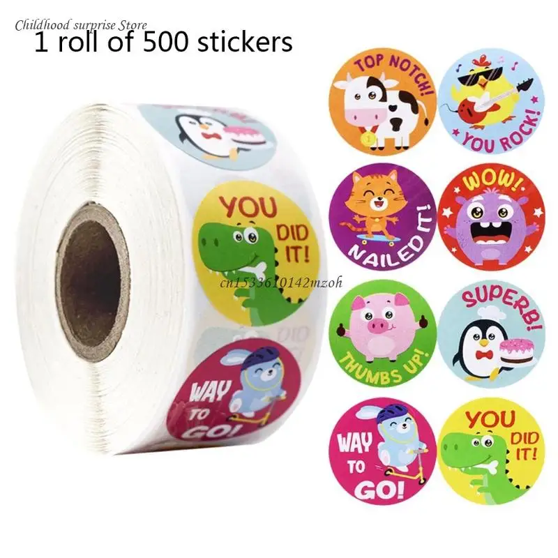 

500Pcs/Roll Reward Stickers Animal Scrapbooking Paper Craft for Students Motivation Teacher Encouragement Sticker Dropship