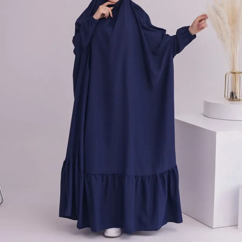 Robe abaya pour le ramadan islamique, robe monochrome pour femmes, robe longue décontractée et chaude, vêtements d'automne et d'hiver, 2021