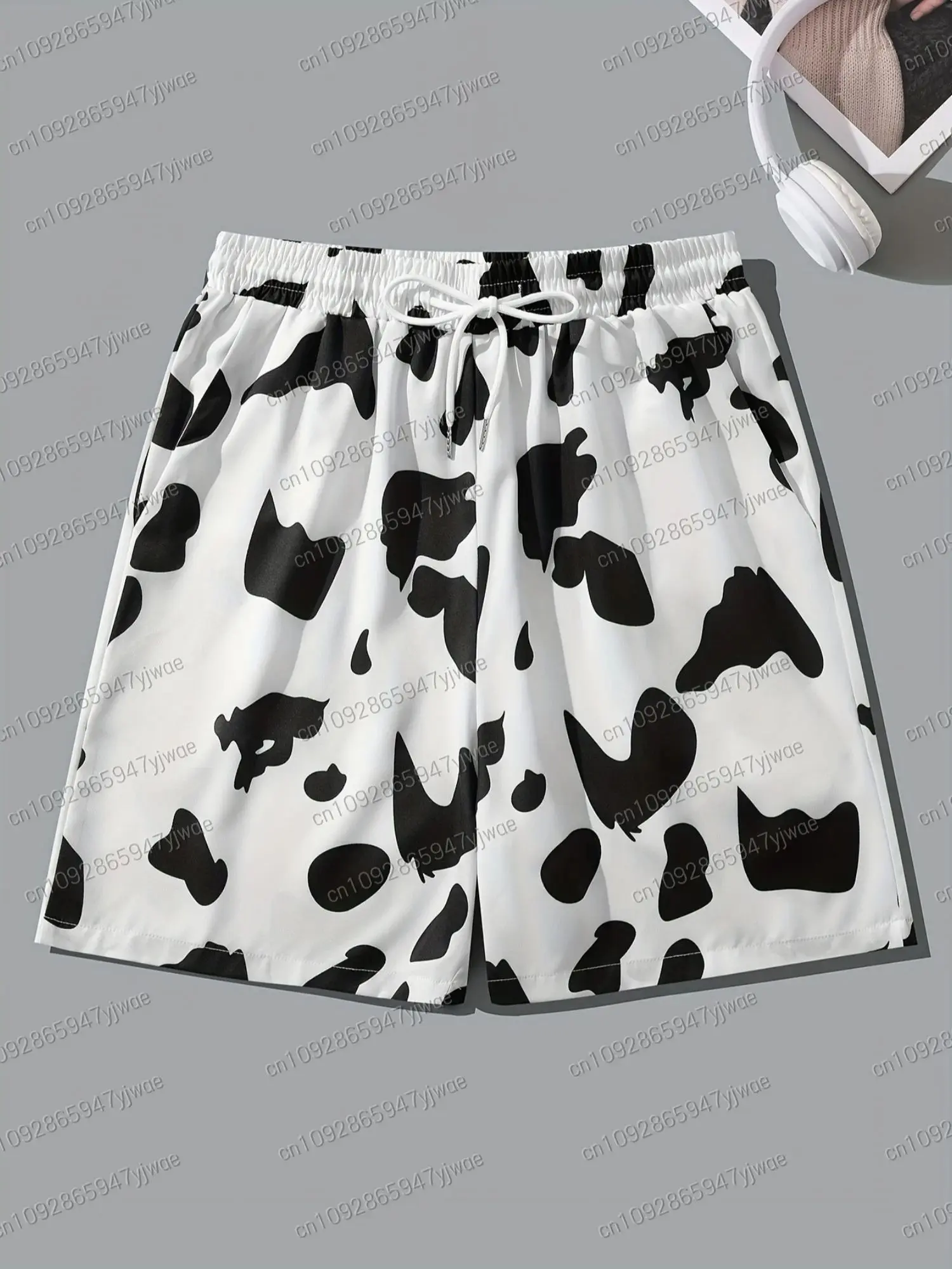 

2025 женские летние классические пляжные шорты, новые модные женские повседневные шорты больших размеров с коровьим узором, повседневные плавки, шорты