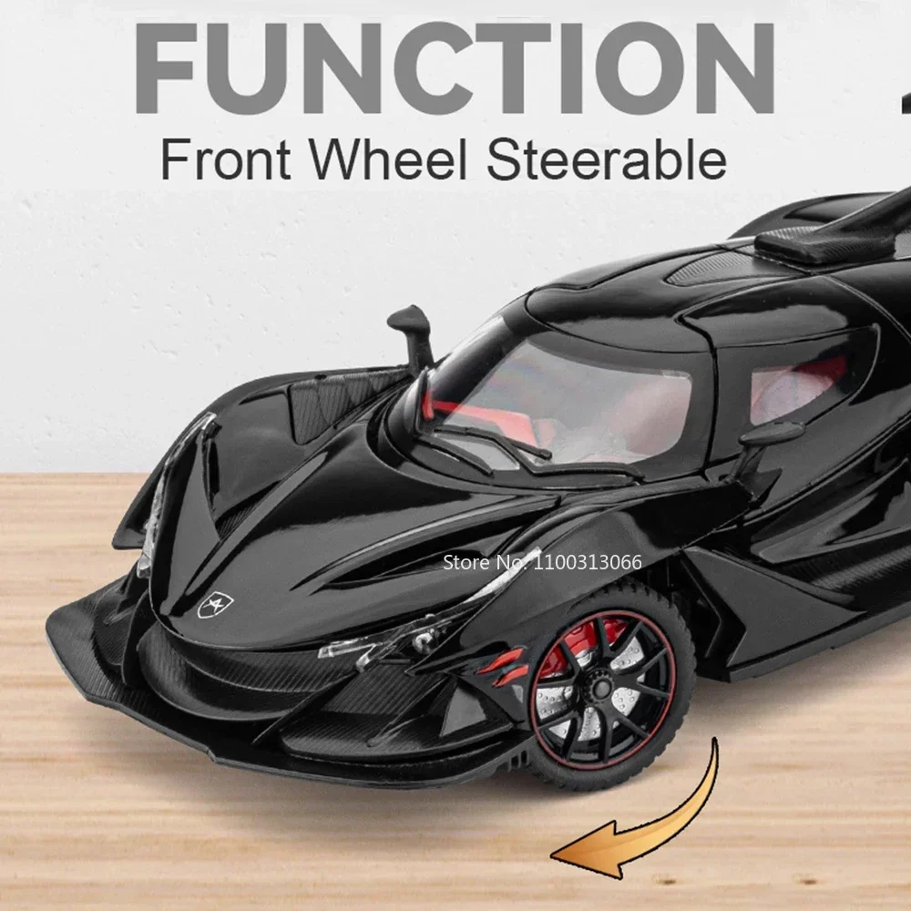 1:24 Schaal Apollo IE Sportwagens Modellen Speelgoed Legering Diecasting met Geluid en Licht Voertuigen Trek Auto Speelgoed voor Kinderen Geschenken