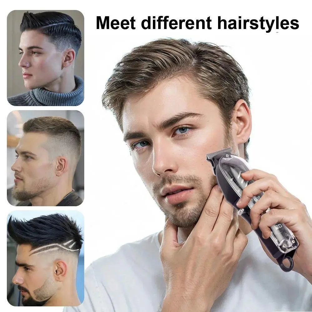 Professional Electric Hair Clipper Set, 1 Set Rechargeable Hair Trimmer & Accessories, Hair Cutting Kit for Men, Great for Styli