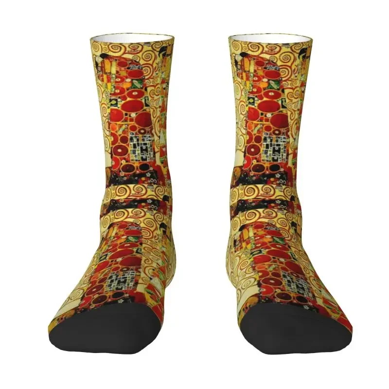 Novelty Men's The Tree Of Life By Gustav Klimt Dress Socks Hip Hop Warm Breathable 3D Print Painting Art Crazy Crew Socks