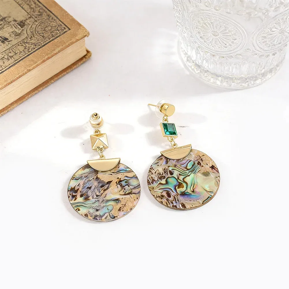 Acrylic Shell Dangle Earrings Circular Colourful Design Minimalist Versatile Madam Get-together Fashion Jewelry Souvenirs Gift