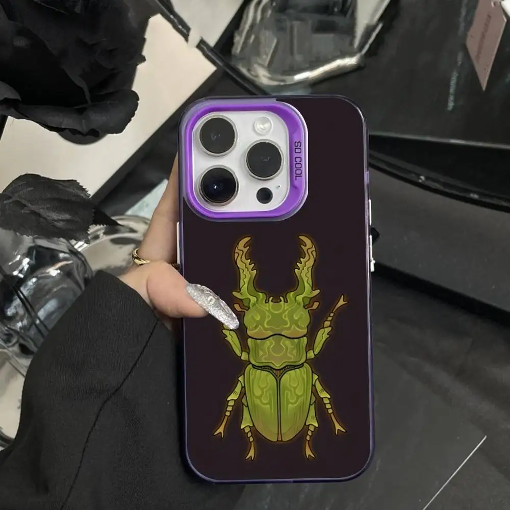 الحشرات علم الأحياء الفن جراب هاتف آيفون 16,15,14,17,13,12,11,XS,Mini,Pro,SE,MAX الأرجواني ماتي غطاء سيليكون