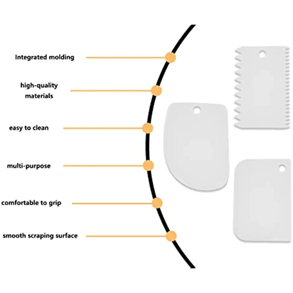 3Pcs Dough Scraper Set Plastic Card Toothed Spatula Cake Scraper Texture Paste Spatula for Kitchen Baking Edge Decorating Cake