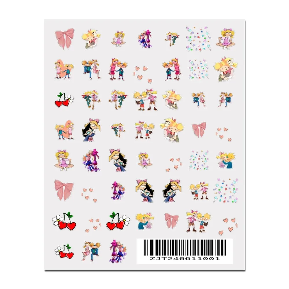 Hey Arnold Helga Cute Stickers 1PCS New 3D Adhesive Nail Art Sticker Cartoon Nail Art Decal Sticker Nail Parts Manicure