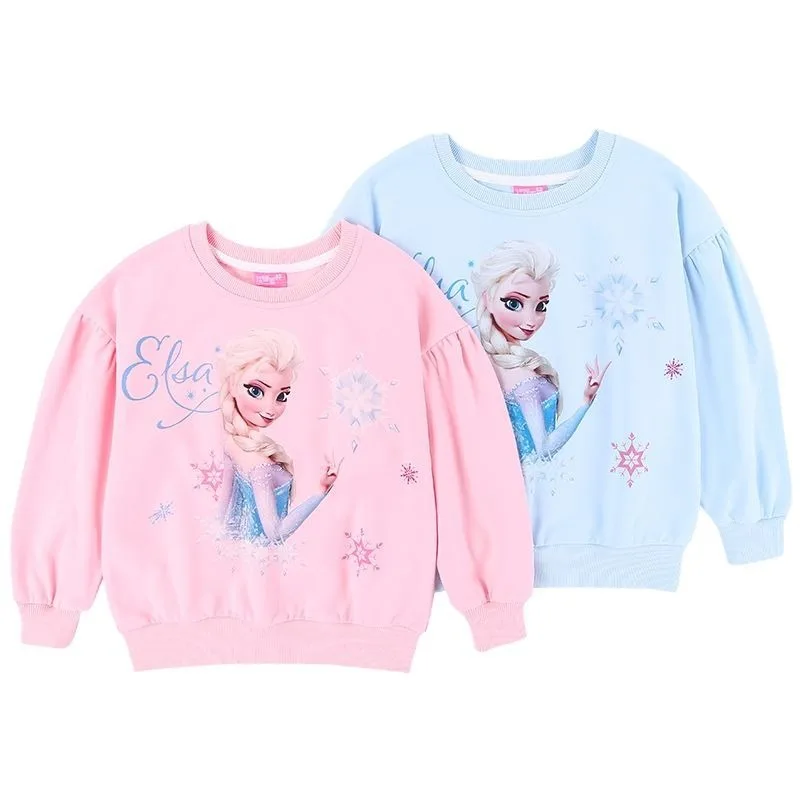 2024 nowa jakość bawełniana koszulka Disney bluzki dla dzieci t-Shirt dla dziewczynek z długim rękawem bluzki dla dzieci Frozen Elsa ubrania 2-8Y