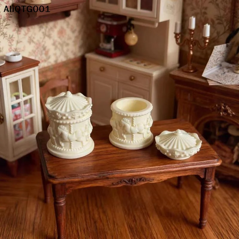 

1Pc Miniature Dollhouse Carousel Storage Box Model Coffee Home Decoration Toy Accessory