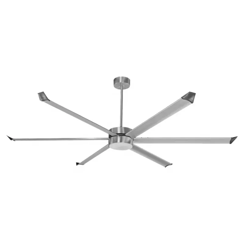 100 Inch 6 Blade Large Ceiling Fan Modern Brushed Nickel Industrial Ceiling Fan