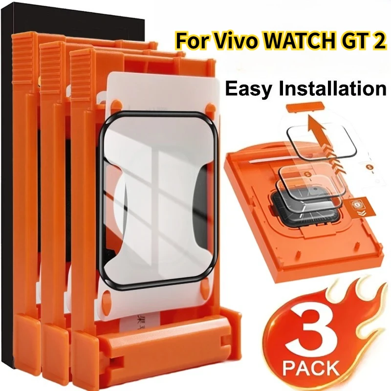 

No Bubble Screen Easy Install Kit Screen Protector+Tool+Box for Vivo WATCH GT 2 with Auto-Align Installation Tray Cover Funda