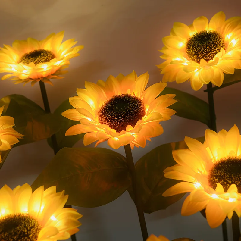 led sunflower solar light outdoor decoration simulation ground plug light garden lawn ground plug light