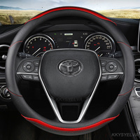 Carbon Fiber Leather Car Steering Wheel Cover 38cm For Toyota Corolla CH-R Camry Rav4 Auris Prius Yalis Avensis Auto Accessories