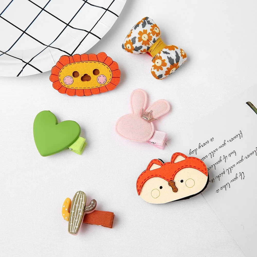 5Pcs/Set Bowknot Baby Girl Hairpins Cute Floral Cartoon Animal Hair Clip Children Infant Hairpin Kids Barrettes Baby Accessories