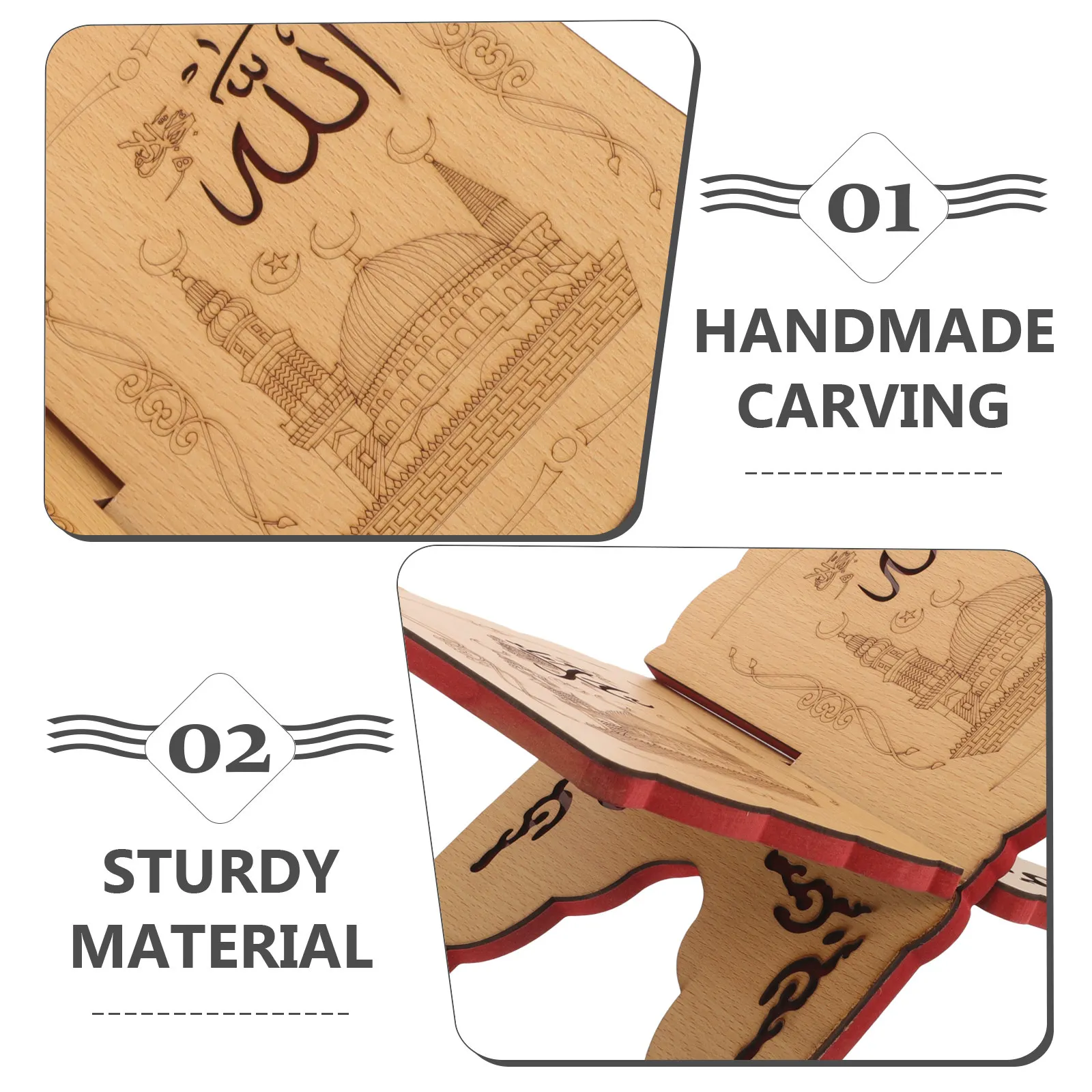 Wooden Wood Reading Stand Holder Organizer Quran Detachable Book Elegant Home School Temple Desk