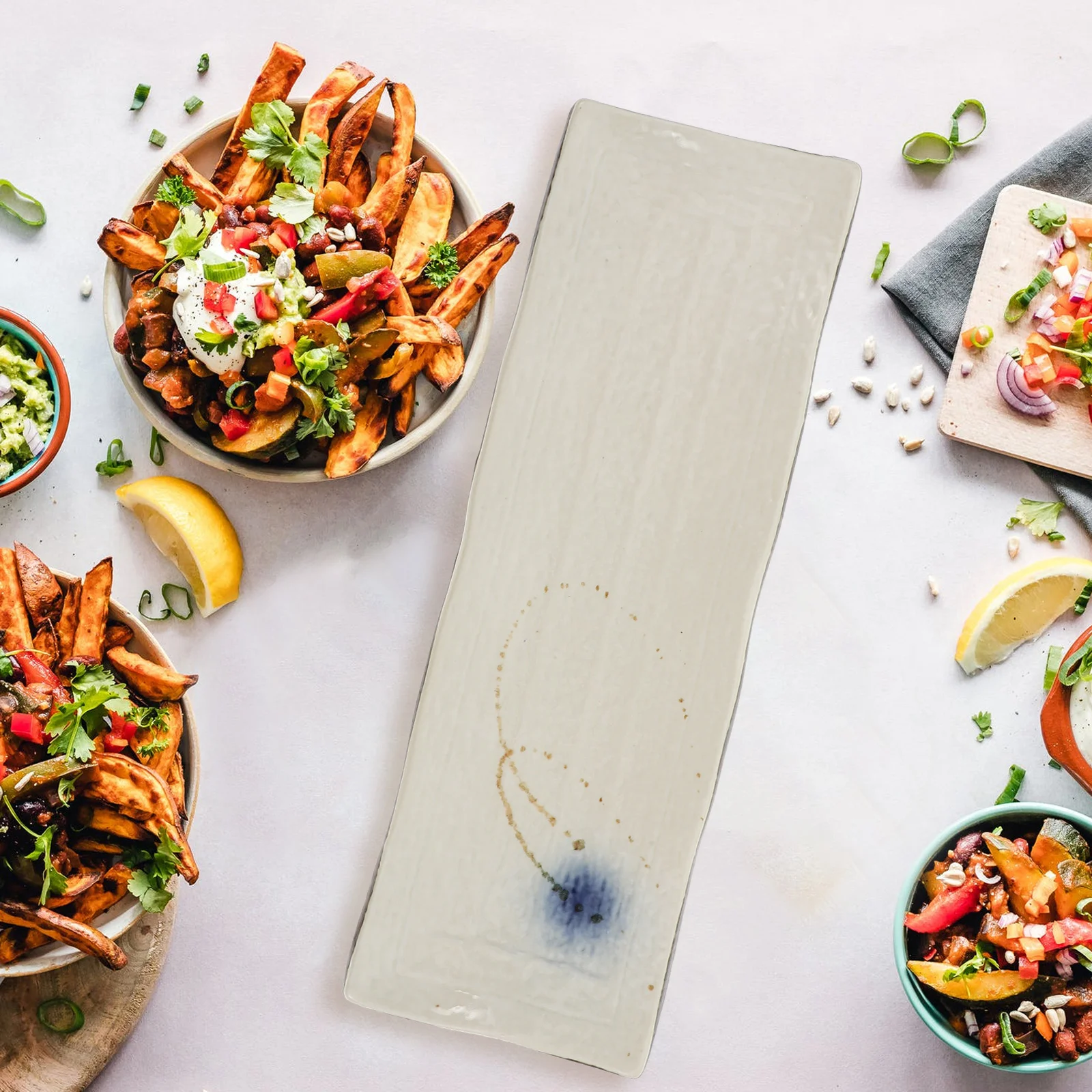 

1Pcs Retro Hand-Painted Ceramic Rectangular Plate Japanese Style Sushi Sashimi Food Dish Snack Serving Tray Decorative Plate
