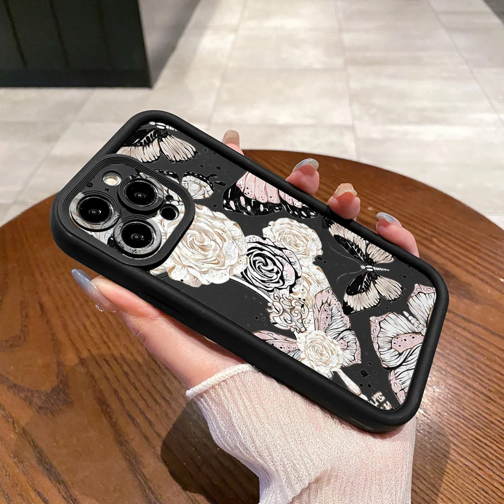 فراشة زهرة حالة وقائية كاملة ، غطاء مضاد للسقوط ، Realme C67 ، C53 ، C51 ، Note 50 ، C21Y ، C25Y ، C33 ، C30 ، C35 ، 9i