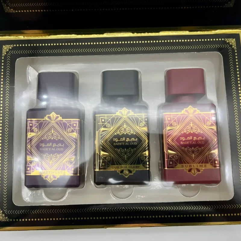 مجموعة هدايا عطر للجنسين 150 مل مكونة من 3 قطع عطر أو دو يدوم طويلاً مع طحلب الورد الاستوائي الطازج ملاحظات ترابي وفانيليا