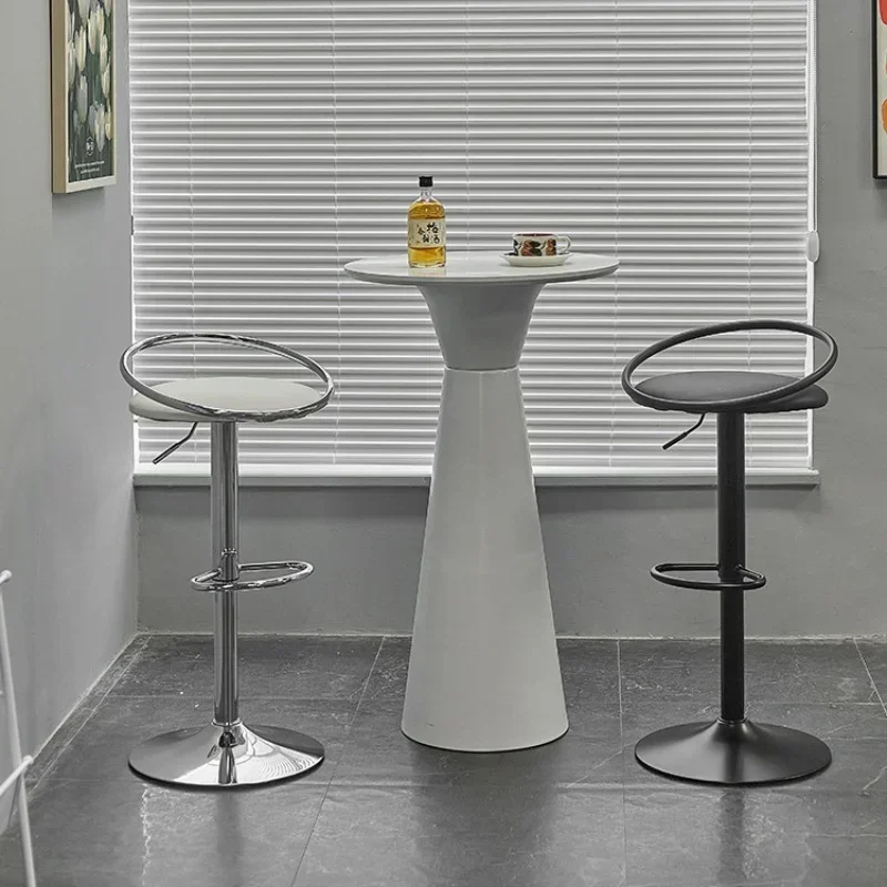 Nordic Moderne Eetkamerstoelen PU Zittend Gezicht Bar Stoel Lift Aanpassing Teller Krukken Ijzeren Kunst Frame voor Meubels