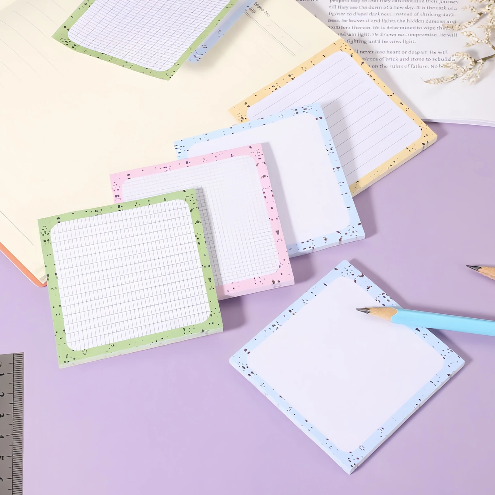 

6/12Packs Cute Sticky Notes 75x75mm 50Sheets/Pack Sticky Notes Self-Stick Notes Pads with Lines Office Message Stickers 4Colors