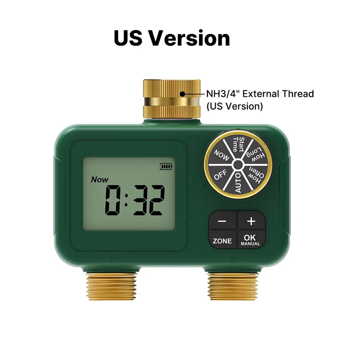 618 Mega Sale Automatic Water Timer 2-Way Brass Inlet Outlet Rotary 3/4"LCD Display Screen IP55 Waterproof Child Lock