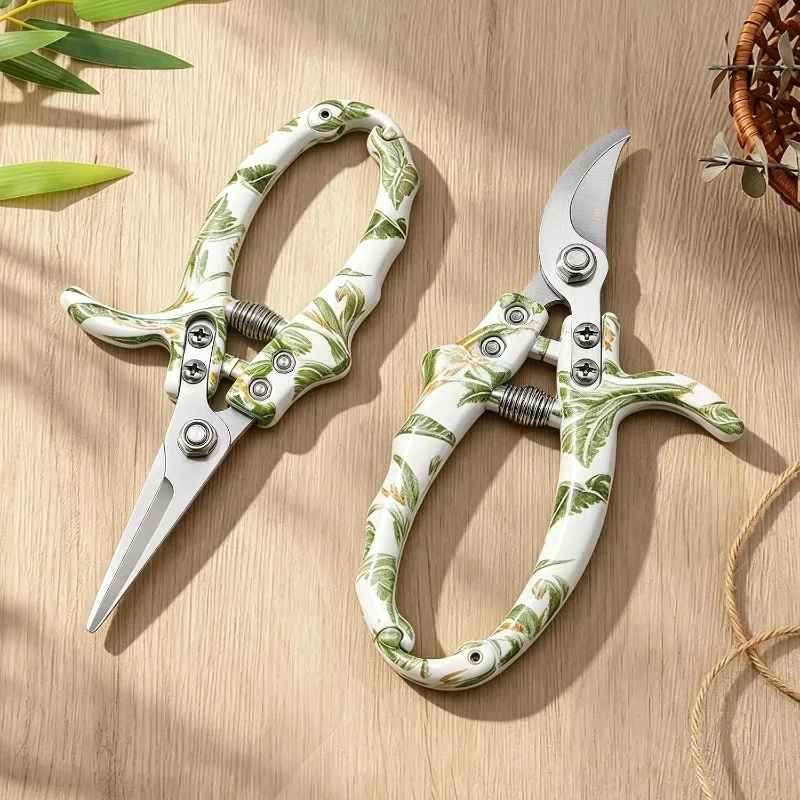 SK5 Steel Pruning Shears Floral Pattern Garden Shears Professional Branch Cutter Fruit Picking Scissors for Plant Gardening Tool