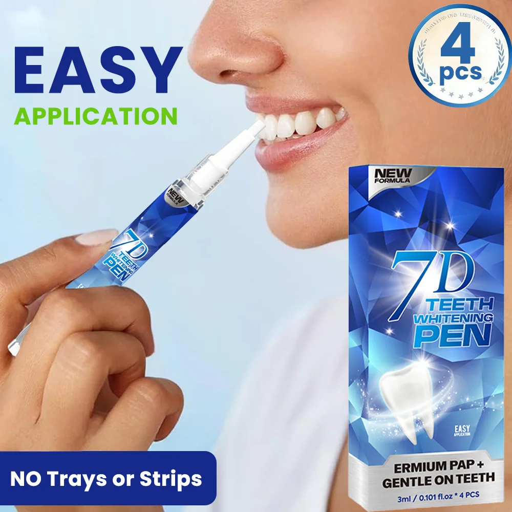 4Pcs*2Ml 7D Pap Rapid Teeth‑Whitening Pen, Hydrogen Peroxide‑Free, Mild & Non‑Irritating