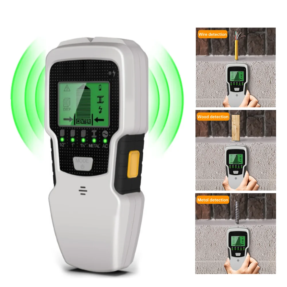 5-in-1 Wall Stud Finder Wood Studs Metal Detecion Detection of live cable Metal Depth Measurement Finder Wall Detector Scanner