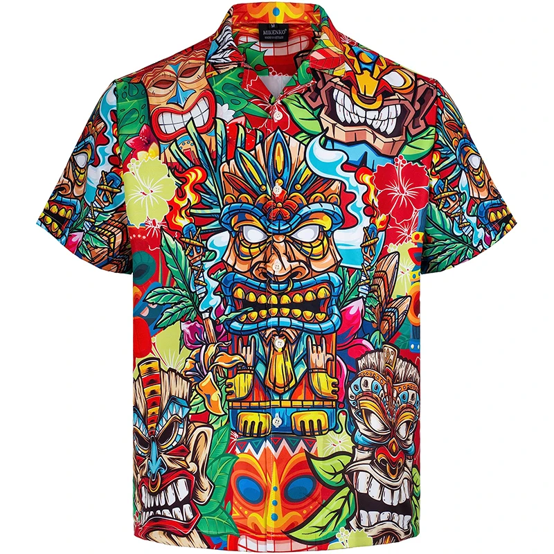 

Funny Mens Hawaiian Shirts Full Print Short Sleeve Button Up Beach Shirts Summer Oversized Blouse Shirt For Men Women