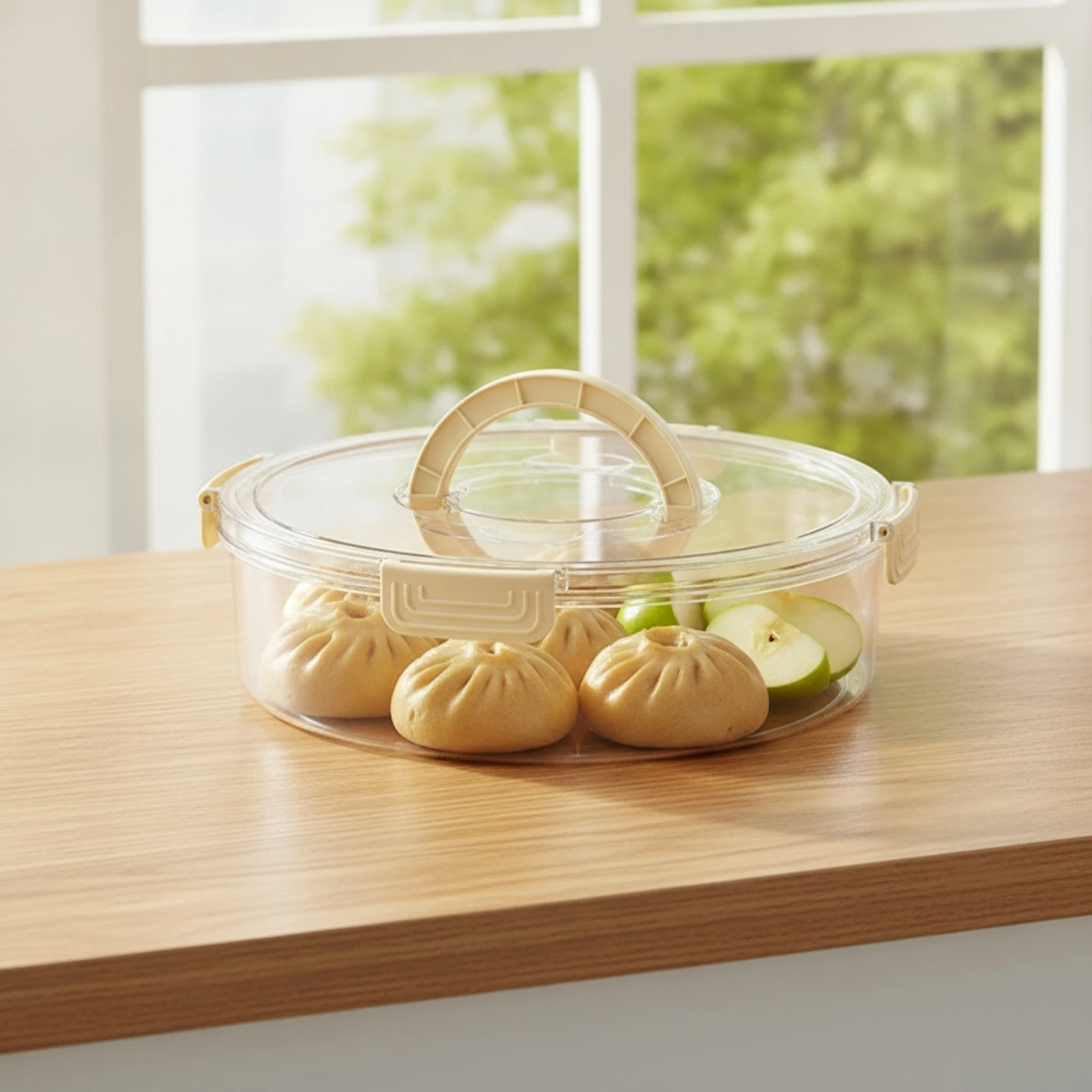 Food Storage Handling - กล่องใส่คุกกี้พร้อมฝาปิดและหูหิ้ว กล่องเก็บอาหารทรงกลมพร้อมหูหิ้ว กล่องเก็บอาหารพร้อมฝาปิด โปร่งใส