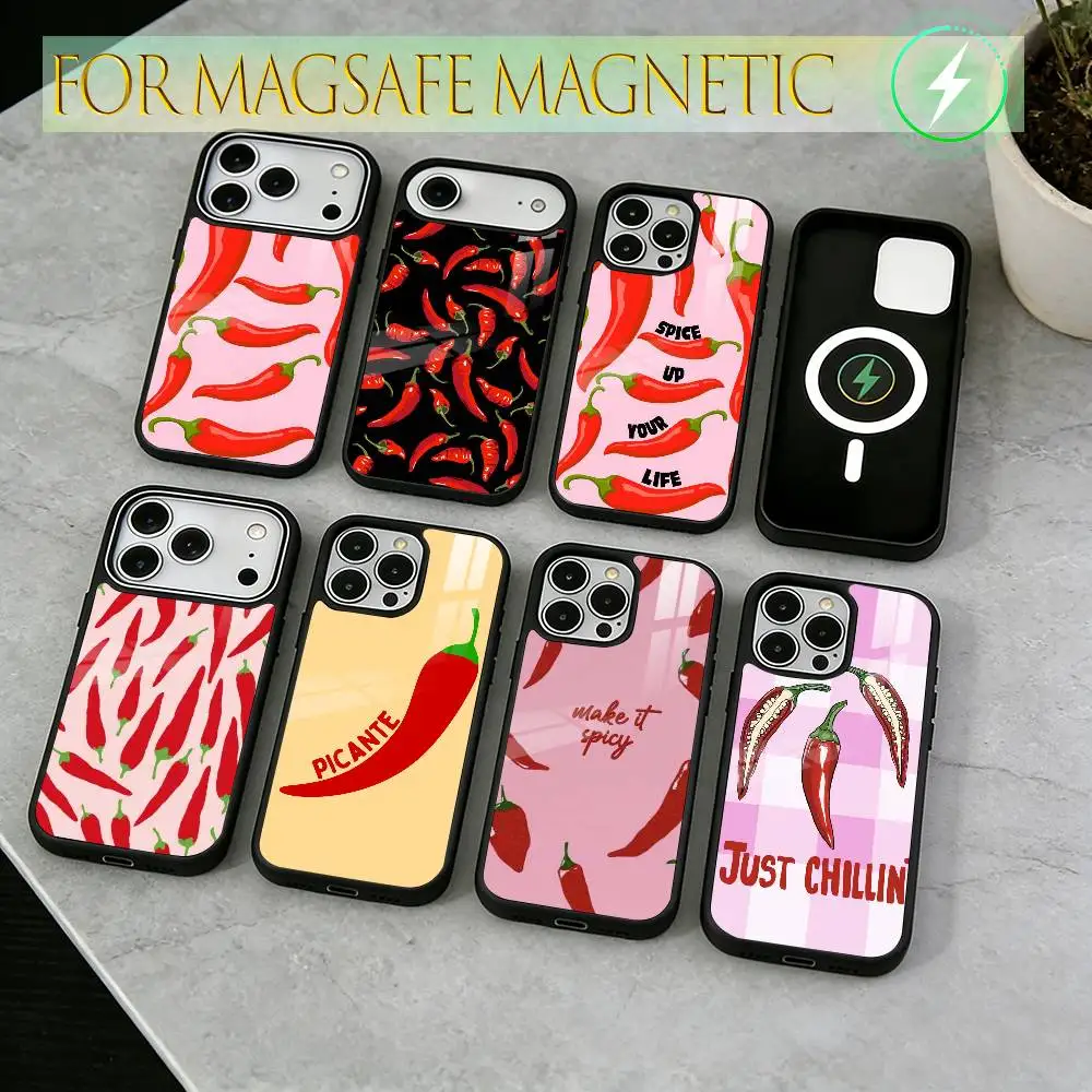 Chili pepper illustration Phone Case For iPhone17,16,15,14,13,12,11 Plus,Pro Magnetic For Magsafe Wireless Charging