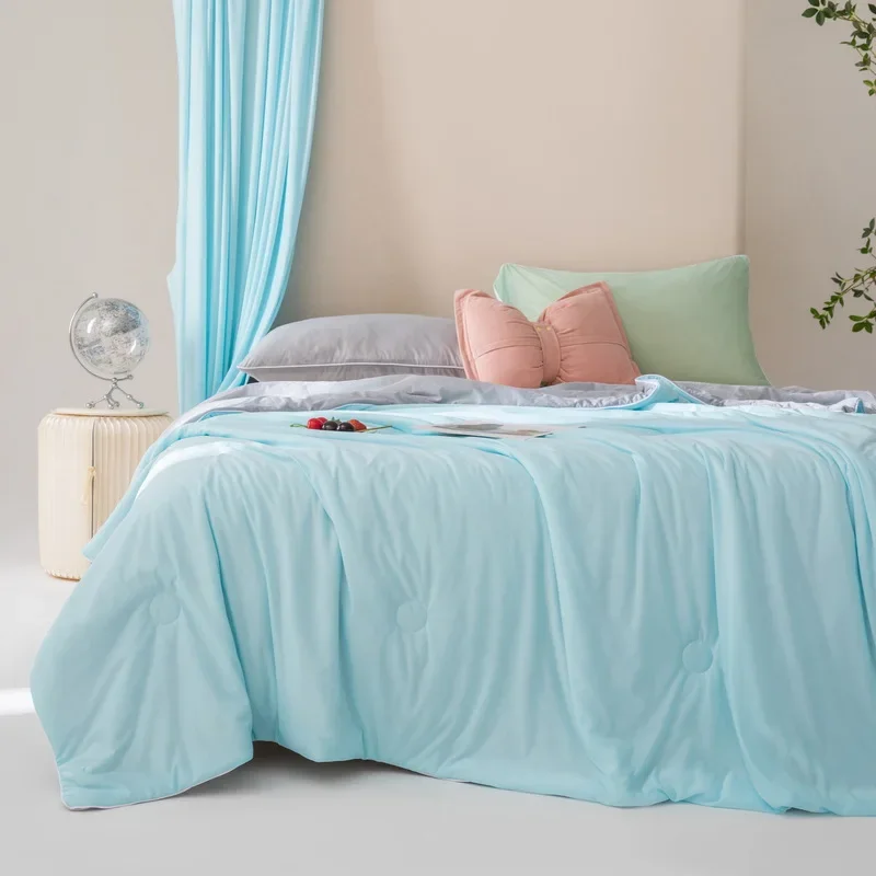 Luxury Quilted Summer Quilt for Bed High Quality Solid Color Breathable Air Conditioning Blanket Soft Cozy Comforter Bedding