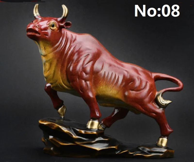 Home office decoration statue wall street stock bull statue pure brass material metal craft cow trophies cooperation gifts doll