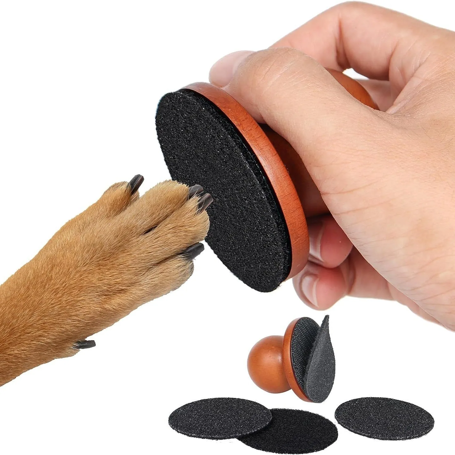 

Wooden dog nail file, detachable claw sharpener, nail scraper, handheld round solid wood dog cleaning and grooming tool