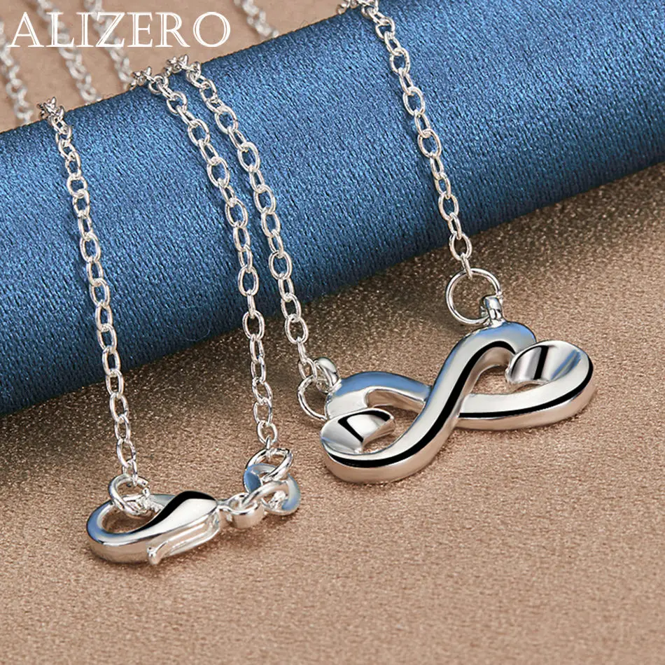 ALIZERO 925 Sterling Silver Necklace 18 Inch Chain Double Hearts Pendant Necklaces For Women Fashion Wedding Jewelry Gifts