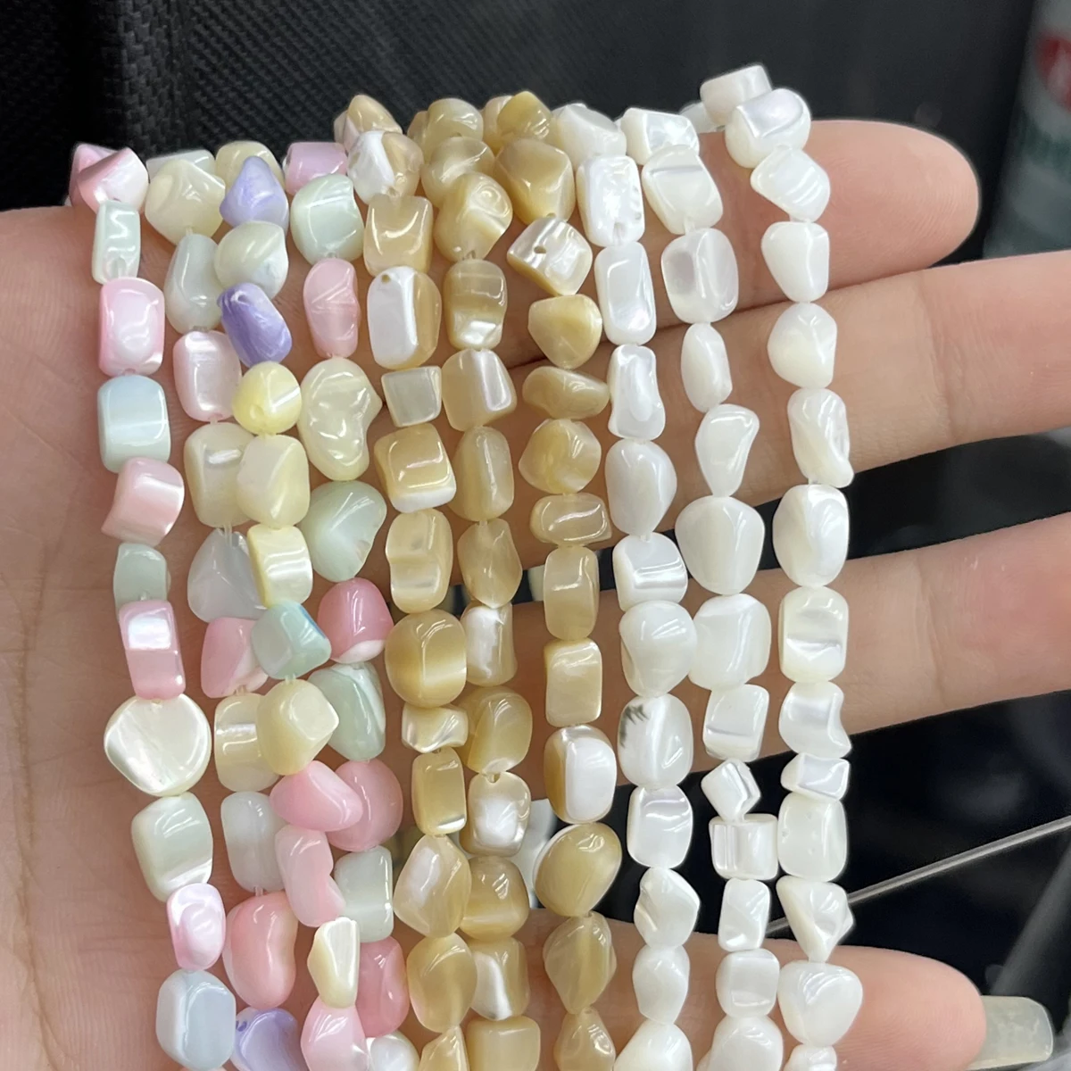 

5-6mm Natural Freshwater Shell Beaded Yellow White Colors Shell Loose Beads for Jewelry Making DIY Necklace Bracelet Accessories