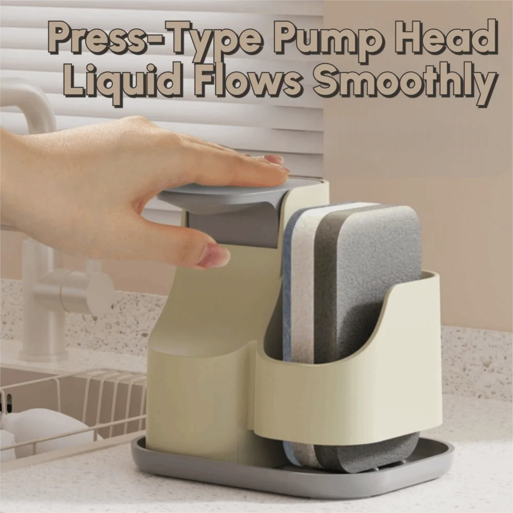 

2-in-1 Hand Soap Dispenser with Sponge Wipe Leak-Proof Manual Press Soap Box Hand Soap Pump Press Type Dual Soap Dispenser
