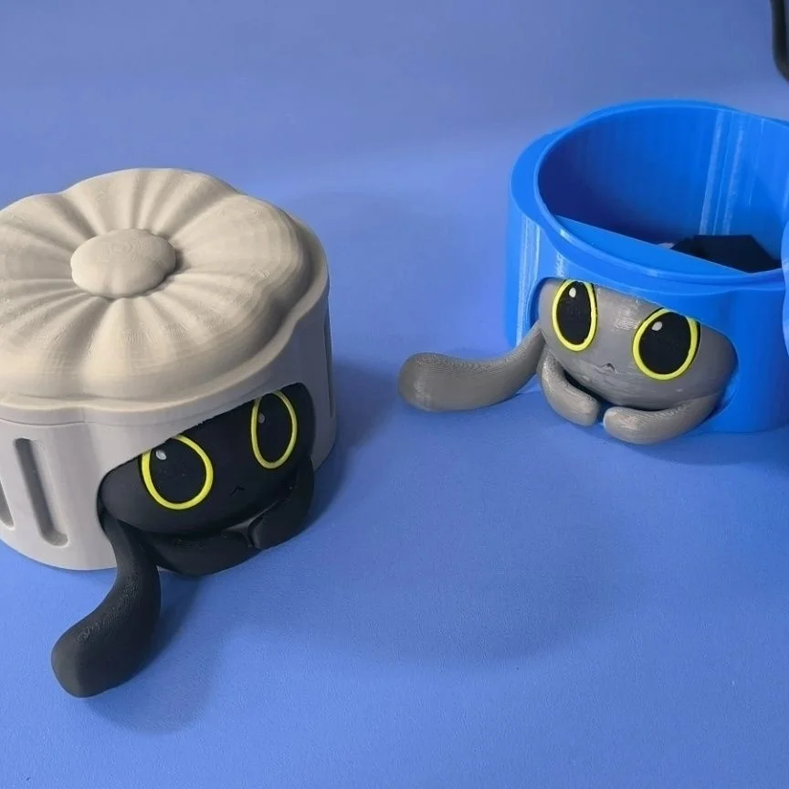Star Sky Railway Cat Cake Mini Box 3D Printed Cute Cat Figurine Ornament For Desktop Organizer Game Peripheral Fans Gift